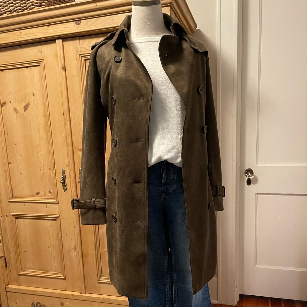 Linea by Louis Dell'Olio Olive Washable Suede-like Trench Coat